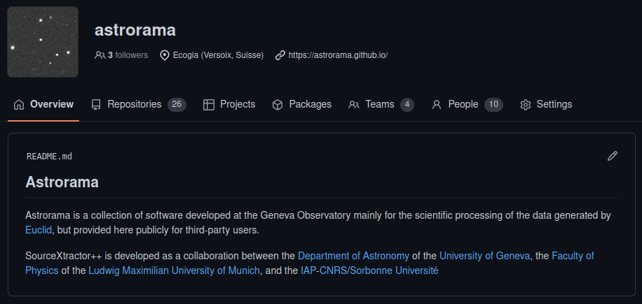 README.md content on astrorama's profile